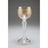 A ROEMER STYLE HOLLOW STEMMED WINE GLASS, CIRCA 1830