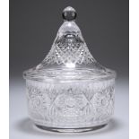 A CUT-GLASS BON BON JAR AND COVER, PROBABLY BACCARAT