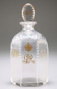 A GEORGE V GLASS CORONATION DECANTER