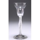 AN 18TH CENTURY PAN-TOP WINE GLASS