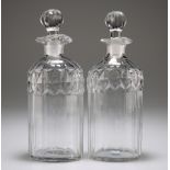 A PAIR OF GLASS SPIRIT DECANTERS WITH STOPPERS, CIRCA 1880