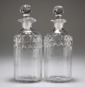 A PAIR OF GLASS SPIRIT DECANTERS WITH STOPPERS, CIRCA 1880