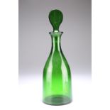 AN ENGLISH GREEN GLASS DECANTER