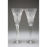 A PAIR OF WATERFORD MILLENNIUM CRYSTAL 'HEALTH' TOASTING CHAMPAGNE GLASSES