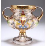 A BOHEMIAN STEINSCHONAU ART NOUVEAU TWO-HANDLED GLASS CUP