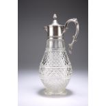 A SILVER-PLATE MOUNTED CLARET JUG