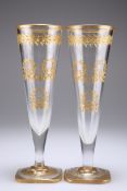 A PAIR OF VERY LARGE BACCARAT FLUTED WINE GLASSES