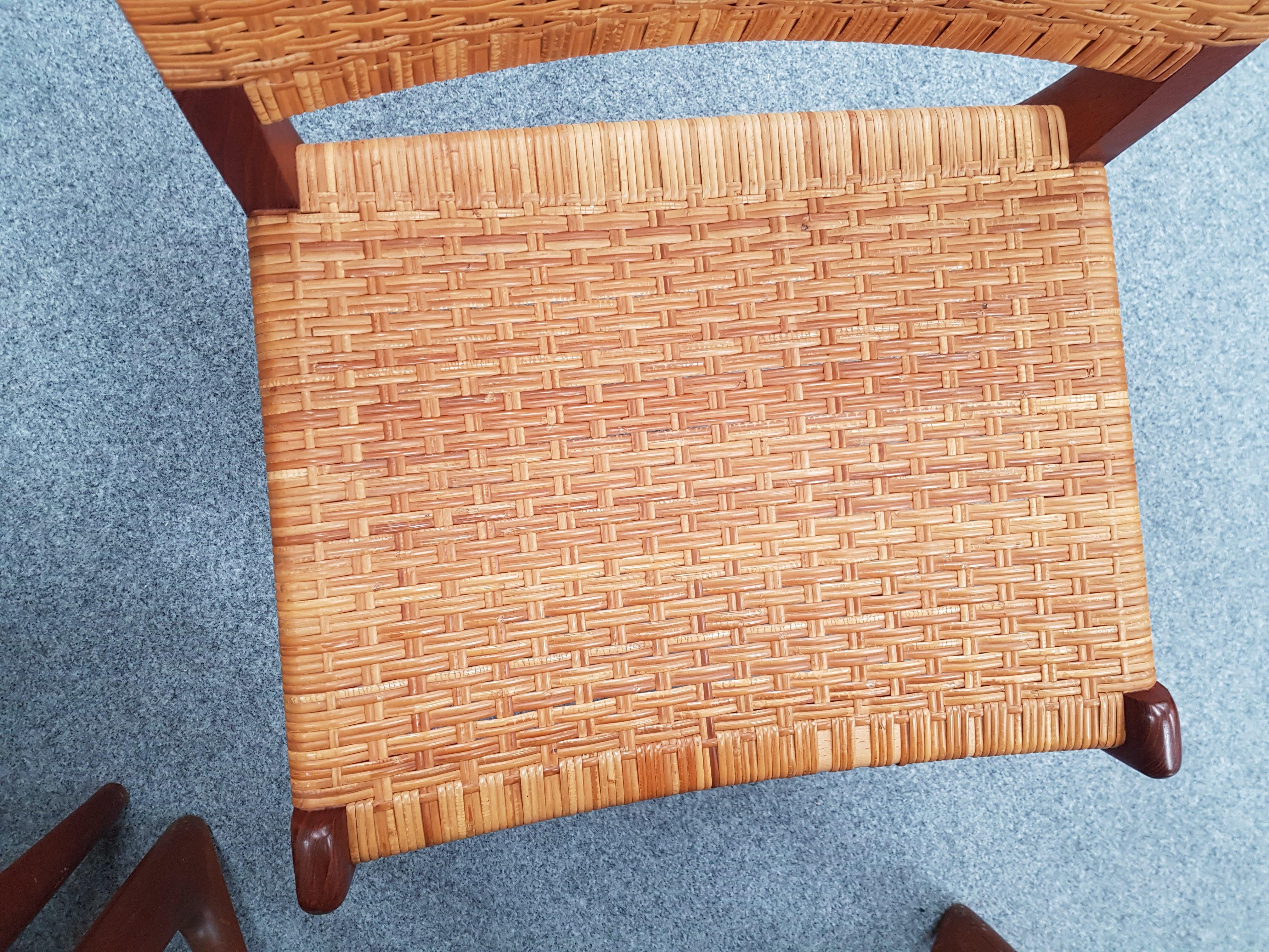 HANS J. WEGNER A SET OF SIX CARL HANSON AND SON DANISH TEAK AND RATTAN DINING CHAIRS - Image 8 of 8