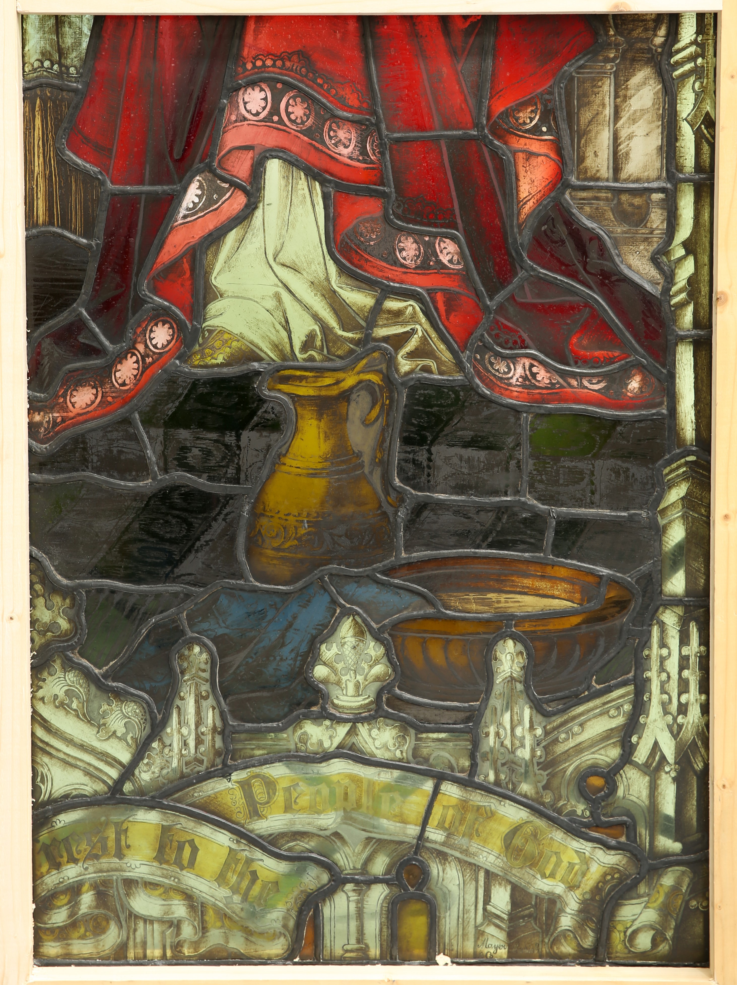 MAYER & CO, A LARGE PAIR OF STAINED AND LEADED GLASS WINDOWS - Image 7 of 10