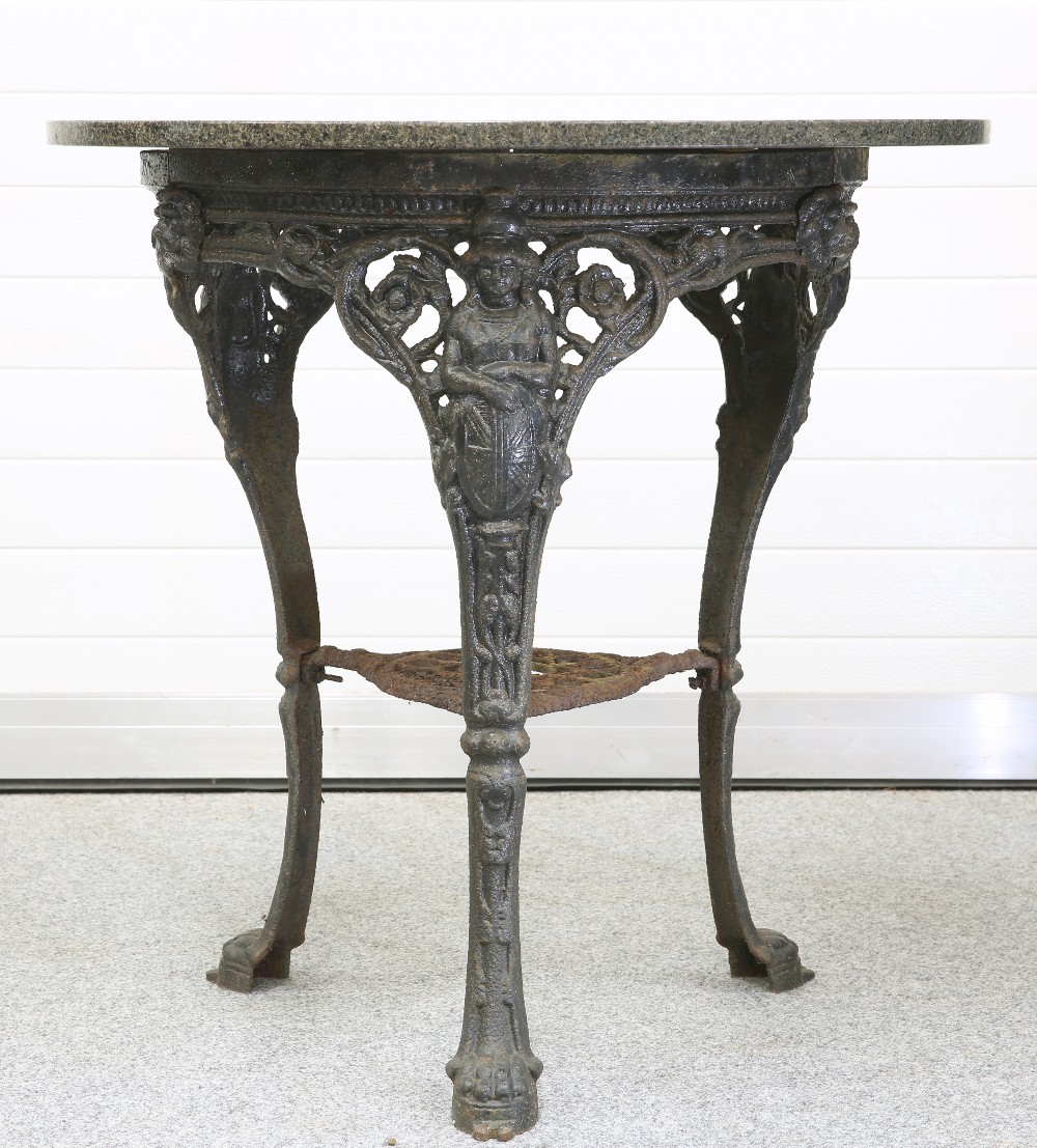 A VICTORIAN BRITANNIA CAST IRON PUB TABLE