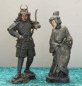 A JAPANESE BRONZE FIGURE OF A SAMURAI