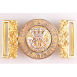 A PRE 1881 OFFICERS' PATTERN GILT AND SILVER PLATE WAIST BELT CLASP OF THE 13TH (PRINCE ALBERT'S) LI