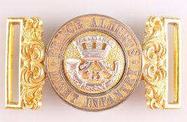 A PRE 1881 OFFICERS' PATTERN GILT AND SILVER PLATE WAIST BELT CLASP OF THE 13TH (PRINCE ALBERT'S) LI