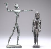 TWO GREEK OR CRETAN BRONZE STATUES