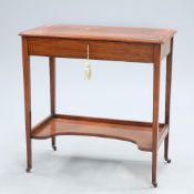 A LATE VICTORIAN STRING INLAID ROSEWOOD WRITING DESK