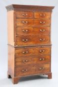 A GEORGE III MAHOGANY CHEST ON CHEST