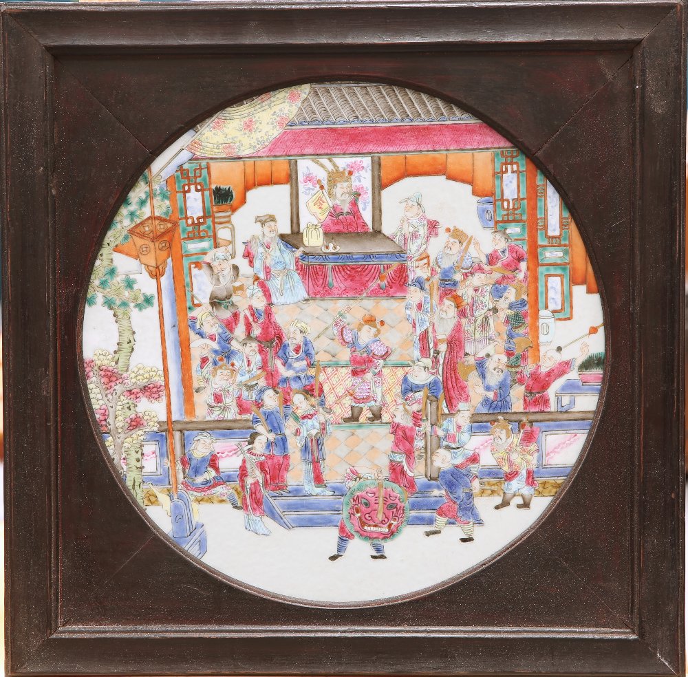A 19TH CENTURY CHINESE FAMILLE ROSE PORCELAIN PANEL