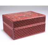 A 19TH CENTURY CHINESE CINNABAR LACQUER BOX AND COVER