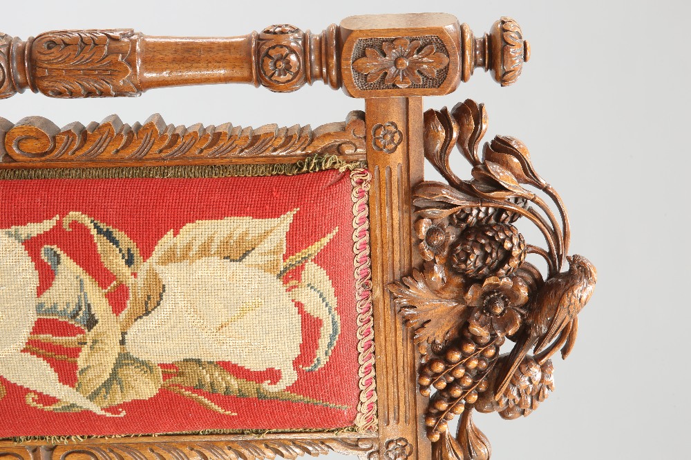 A 19TH CENTURY CARVED WALNUT AND NEEDLEWORK UPHOLSTERED PRIE-DIEU - Image 2 of 2