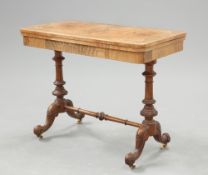 A VICTORIAN INLAID WALNUT FOLDOVER CARD TABLE