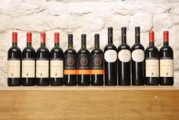 12 BOTTLES MIXED LOT GOOD ITALIAN RED DRINKING WINES COMPRISING : 3 BOTTLES CANNONAU ‘PICO DEL