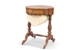 A VICTORIAN BURR WALNUT WORK TABLE