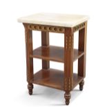 A FRENCH GILT-METAL MOUNTED AND MARBLE-TOPPED MAHOGANY OCCASIONAL TABLE