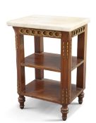 A FRENCH GILT-METAL MOUNTED AND MARBLE-TOPPED MAHOGANY OCCASIONAL TABLE