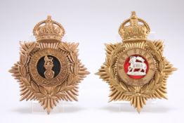 TWO POST-1902 EXAMPLES OF OTHER RANKS' PATTERN HELMET PLATES