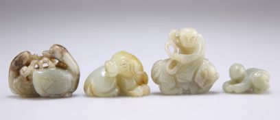 FOUR CHINESE JADE CARVINGS