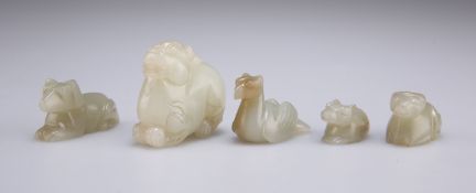 FIVE JADE CARVINGS