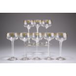 A SET OF EIGHT GERMAN ART NOUVEAU THERESIENTHAL JUGENDSTIL HOCK GLASSES, CIRCA 1905