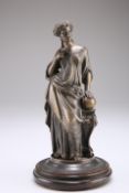 A 19TH CENTURY BRONZE ALLEGORICAL FIGURE OF GEOMETRY