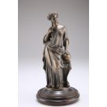 A 19TH CENTURY BRONZE ALLEGORICAL FIGURE OF GEOMETRY