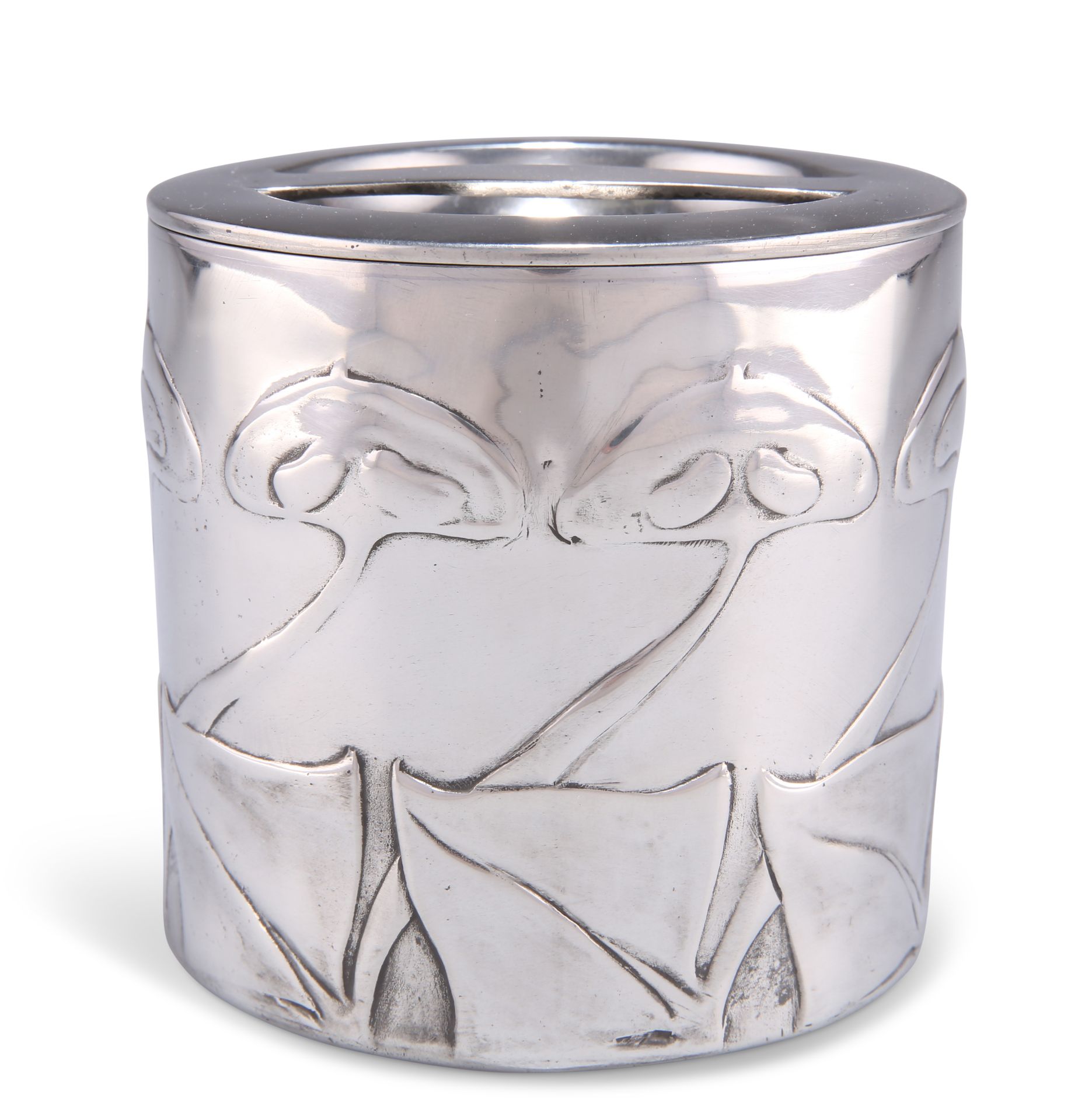 ARCHIBALD KNOX (1864-1933), A LIBERTY & CO TUDRIC PEWTER BISCUIT BOX