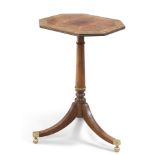 A REGENCY STYLE INLAID MAHOGANY TRIPOD TABLE BY BAKER FURNITURE