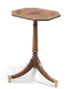 A REGENCY STYLE INLAID MAHOGANY TRIPOD TABLE BY BAKER FURNITURE