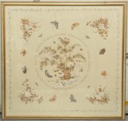 A LARGE SILK NEEDLEWORK PANEL IN THE JAPANESE TASTE