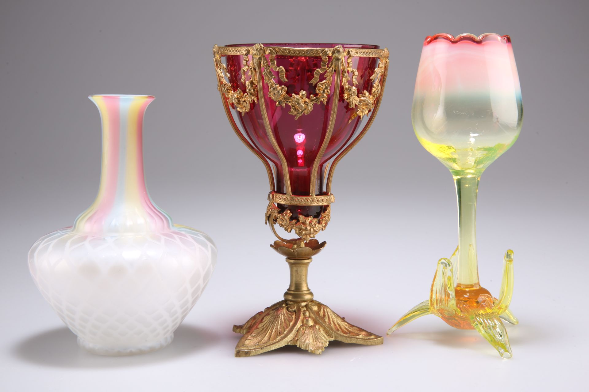 A VICTORIAN VASELINE URANIUM GLASS TULIP VASE, PROBABLY BY H.G. RICHARDSON, CIRCA 1890