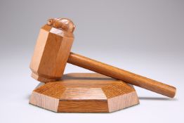 PETER HEAP, A RABBITMAN OAK GAVEL AND BLOCK, CIRCA 1970S