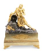 A NAPOLEON III BRONZE AND ORMOLU MANTEL CLOCK