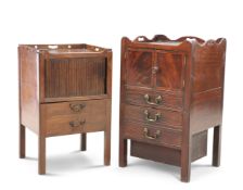 TWO GEORGE III MAHOGANY TRAY-TOP COMMODES