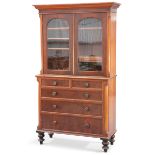 A VICTORIAN MAHOGANY BOOKCASE ON CHEST