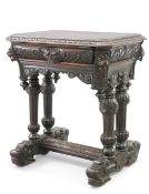 A 19TH CENTURY CARVED OAK HALL TABLE