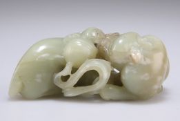 A CHINESE JADE CARVING OF LION DOGS