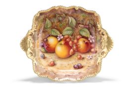 A ROYAL WORCESTER FRUIT PAINTED TUDOR TRAY