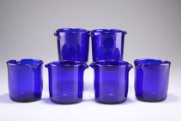 A SET OF SIX EARLY 19TH CENTURY BRISTOL BLUE GLASS RINSERS