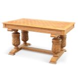 A CARVED OAK AND PARQUETRY CENTRE TABLE