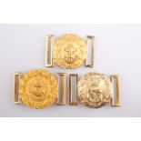 THREE ROYAL NAVY OFFICER'S PATTERN GILT WAIST BELT CLASPS