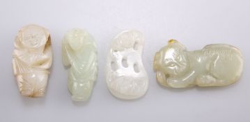 FOUR CHINESE JADE CARVINGS